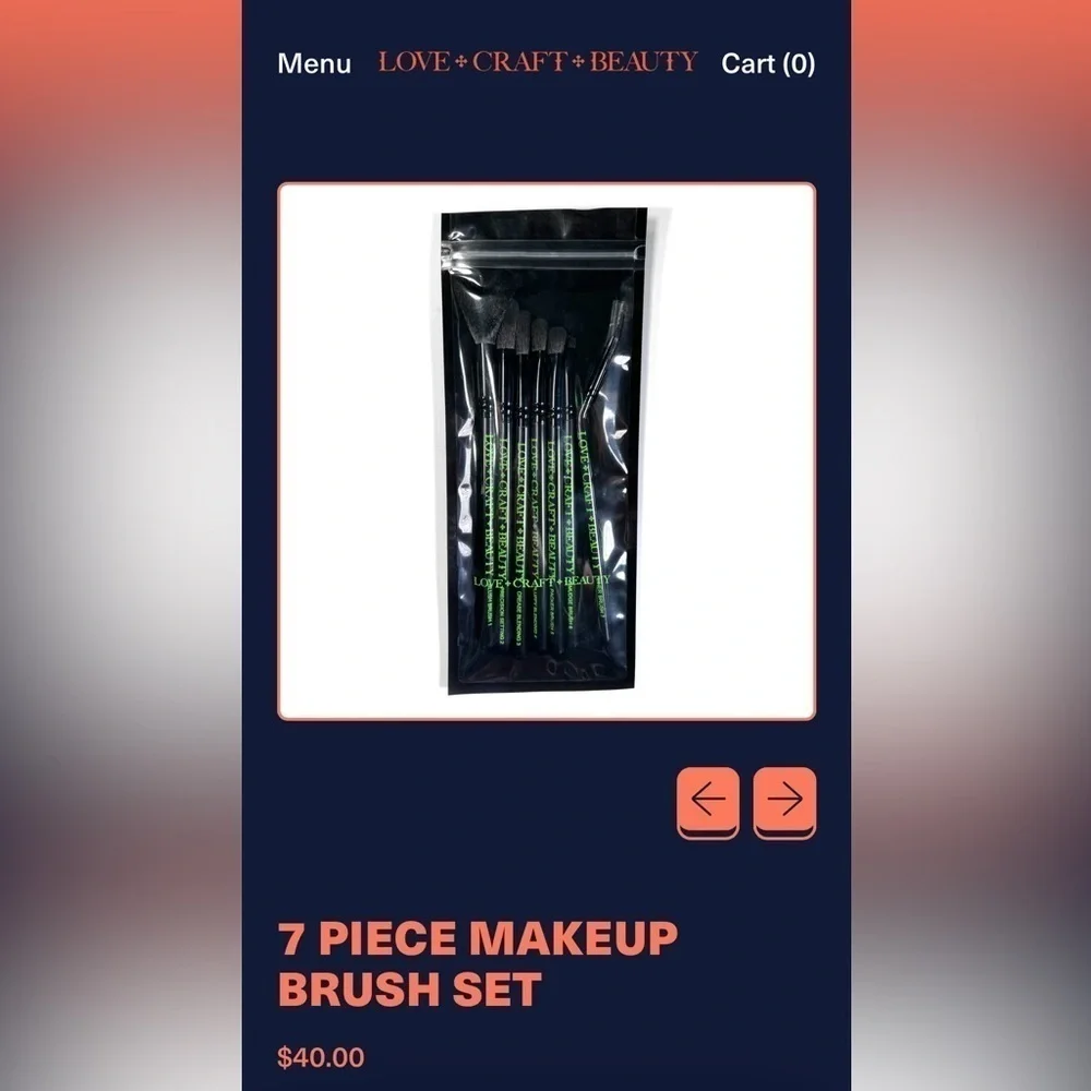 NEW Love Craft Beauty 7 piece makeup brush set